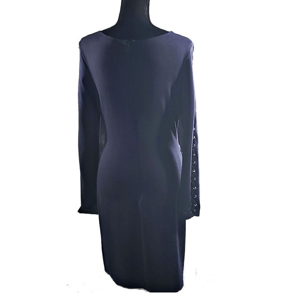 Venus Navy Lace Up Waist And Sleeves Bodycon Dress Size 12 - Picture 4 of 9